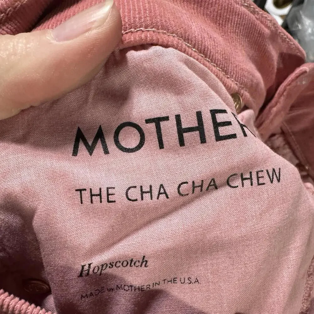 Mother pants womens 25 pink corduroy ruffle crop cha cha chew preppy spring